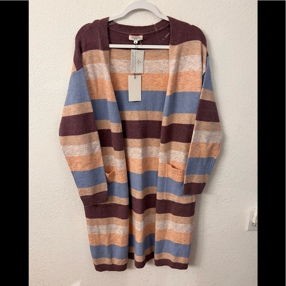 Andree by Unit multi color striped cardigan sweater size medium